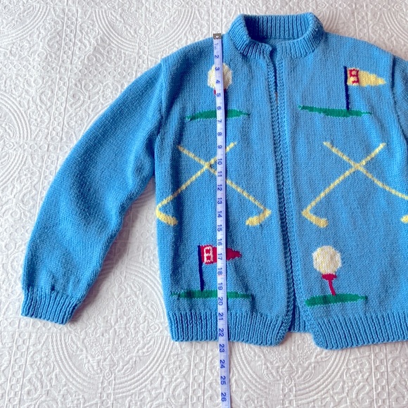 Vintage hand made knit gold cardigan size small - Picture 3 of 11